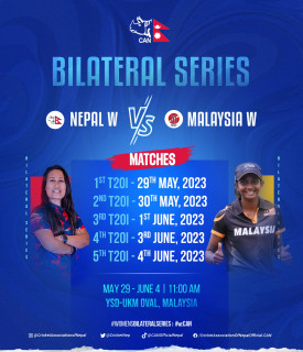 नेपाली महिला क्रिकेट टिमले मलेसियासँग ट्वान्टी–२० शृंखला खेल्ने